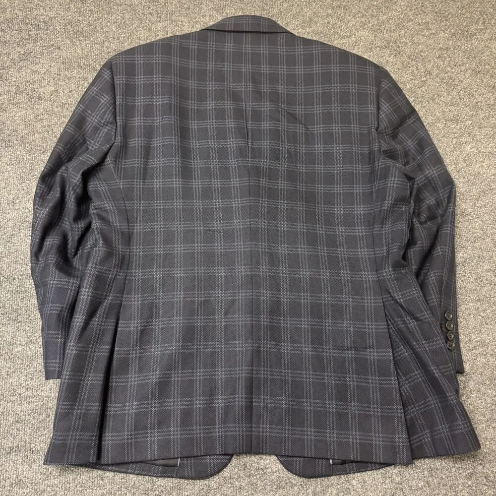 Jos A Bank Reserve Mens Suit Jacket 42S Blue Plaid Wool Cashmere Sport Coat